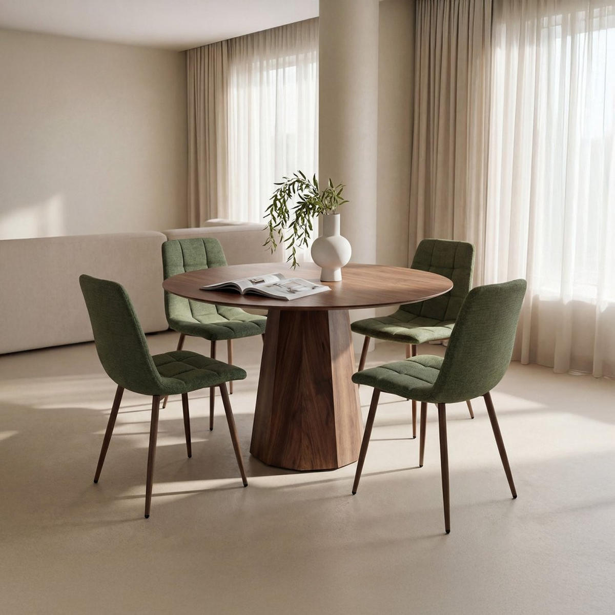 ESSZIMMERSTUHL Ailan Grün 43 cm x 88 cm 4er-Set - Grün, Textil (43/88/56cm) - Klast Home