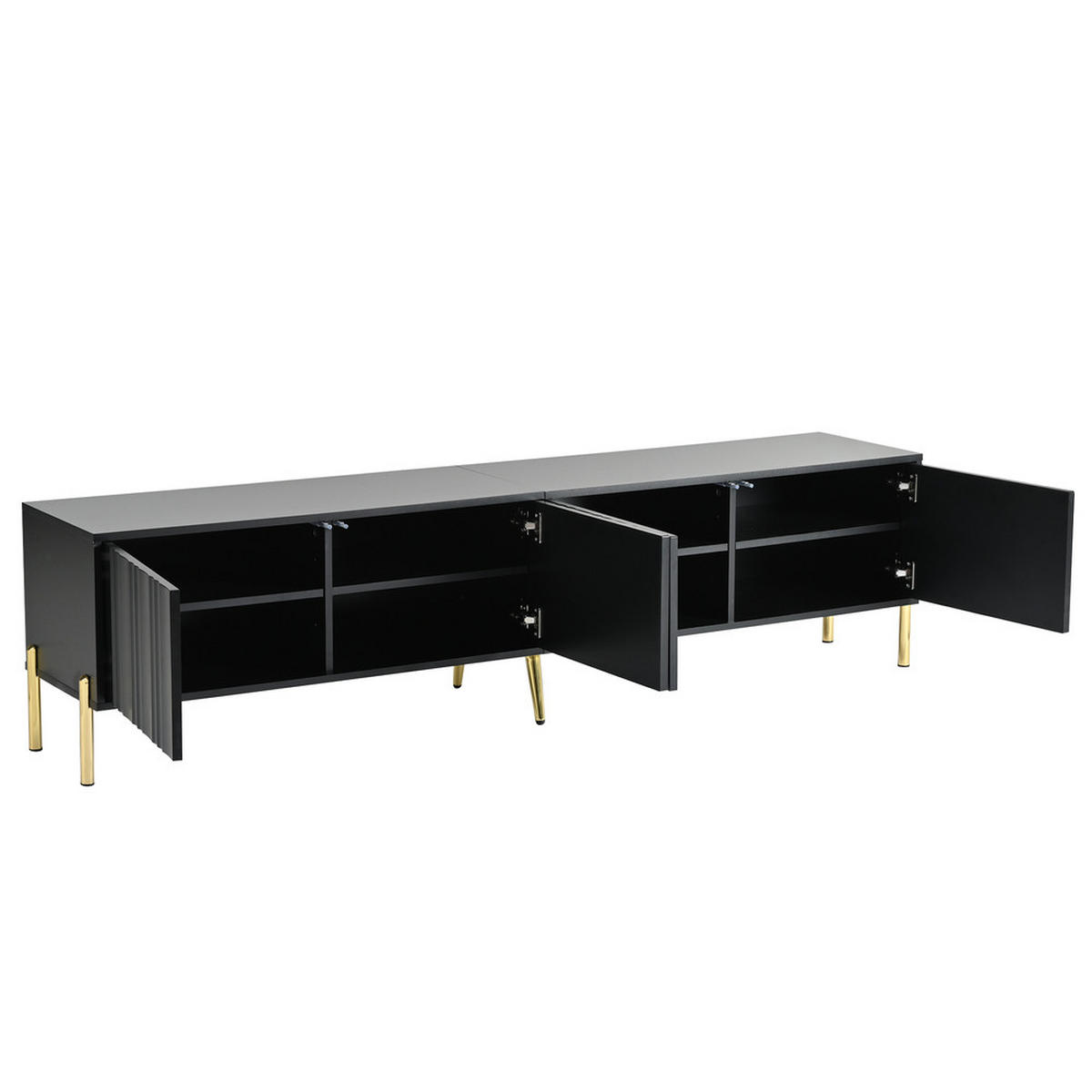 TV-SCHRANK 190x38cm Schwarz mit goldenen Tischbeinen - Schwarz, Holz (46/27/60cm) - FLIEKS