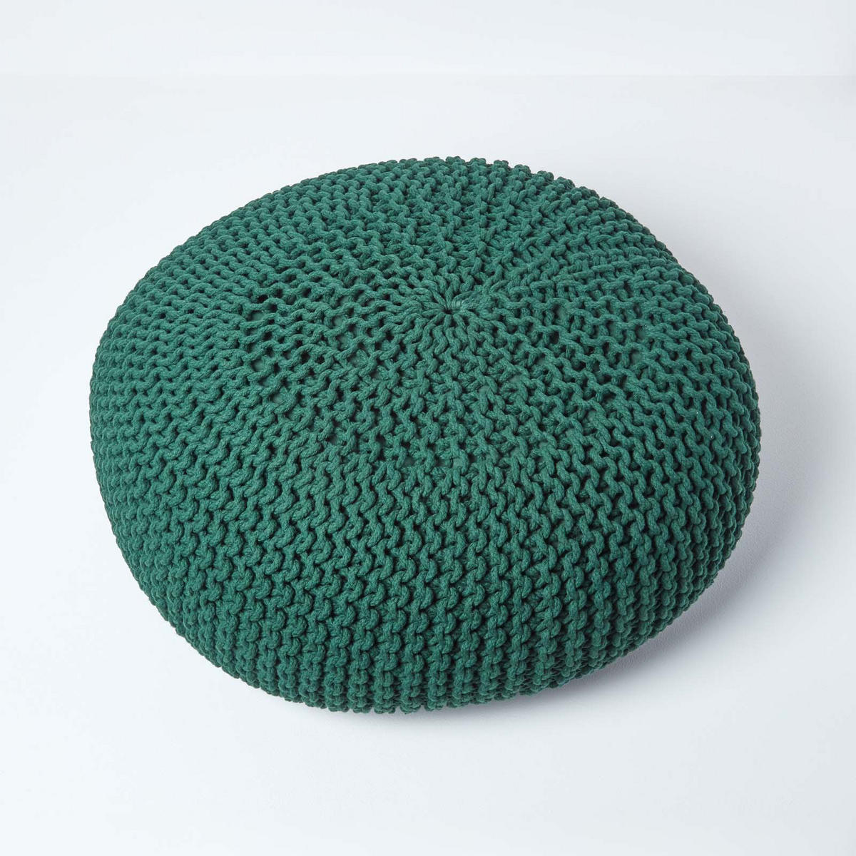 STRICK-POUF tannengrün, Bodenkissen rund 70/70/23 cm - Waldgrün, Textil (70/23/70cm) - Homescapes
