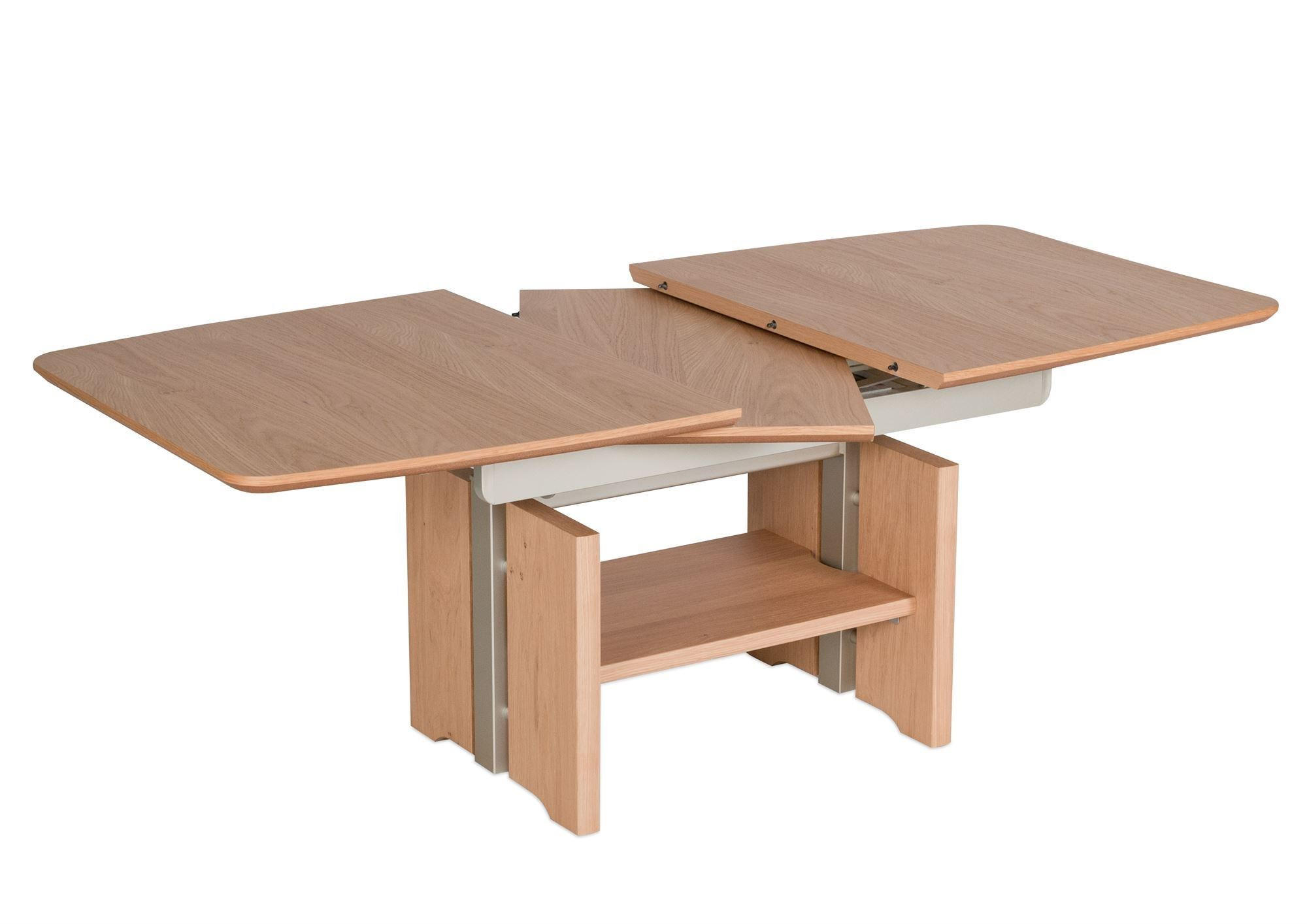 FUNKTIONSTISCH Caren höhenverstellbar und ausziehbar 120(160) x 70 x 54-73 Couchtisch massiv Wildeiche Bianco - Braun, Holz (120/70/54cm) - 58aufmkessel