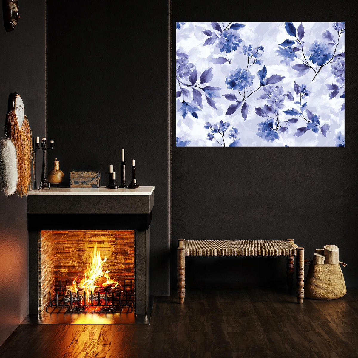 LEINWANDBILD Blumen Blätter Lila 60x40 cm - Multicolor, Holzwerkstoff (60/40cm) - Wallarena