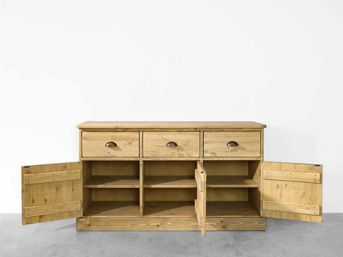 KOMMODE aus Massivholz Dakota 3 - Hellbraun, Holz (152/80/46cm) - Seart