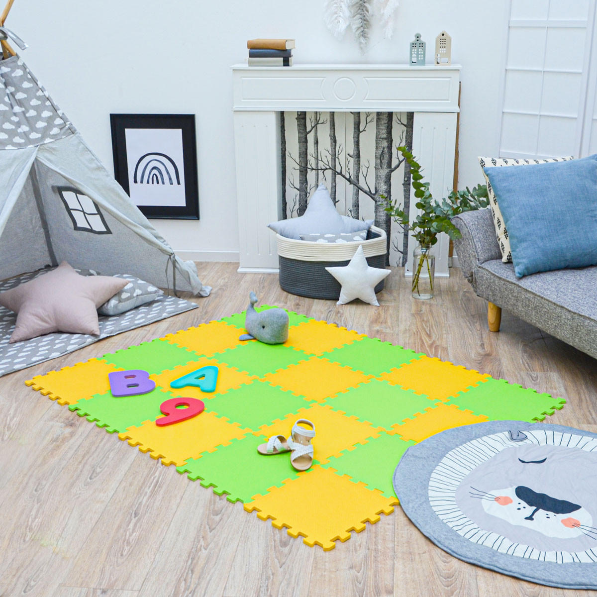 SPIELMATTE ab Null - 180/90/1 cm Puzzlematte Grün - Multicolor, Kunststoff (30/30cm) - Littletom