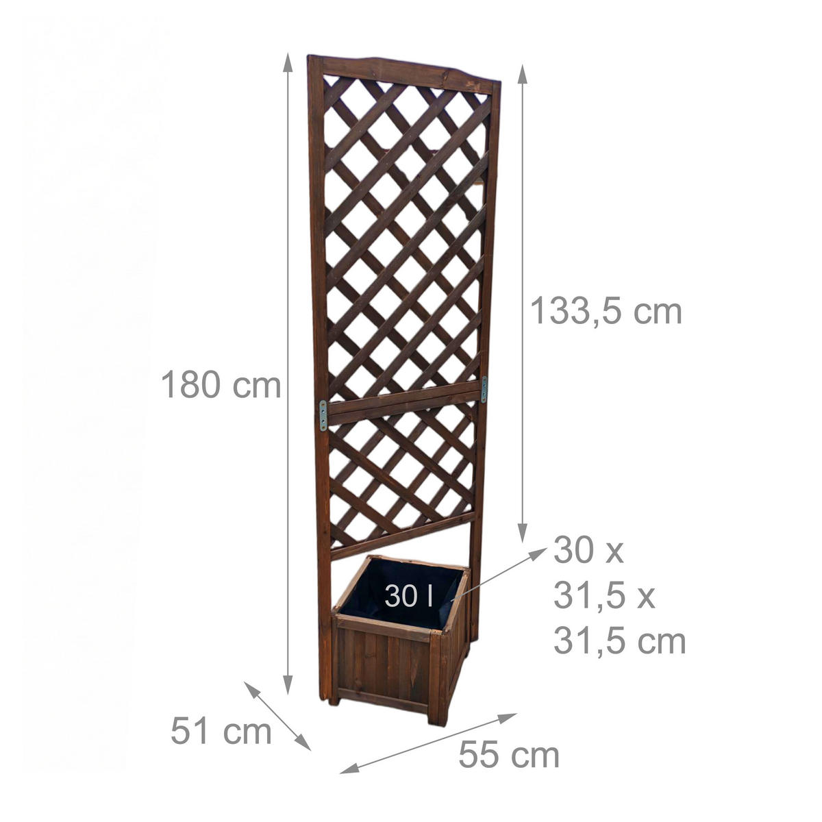 KVĚTINOVÝ box - hnědá, dřevo/textil (55/180/51cm) - Relaxdays