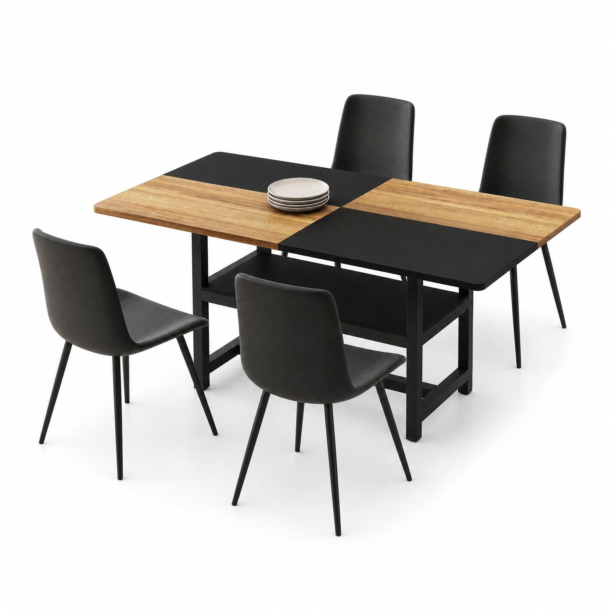 Meubliv Esstisch-Set Braun 90x76x160 cm