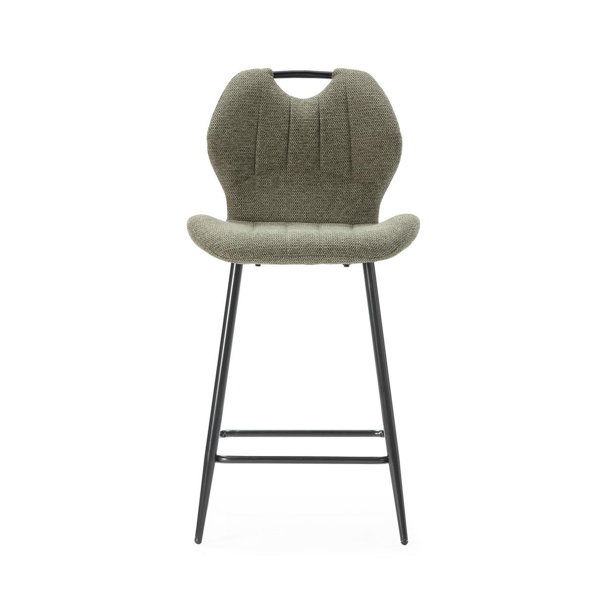 BARHOCKER (Set aus 2) aus Stoff mit schwarzen Metallbeinen - muli 48/51/65 cm - Grün, Textil (51/65/48cm) - Calicosy