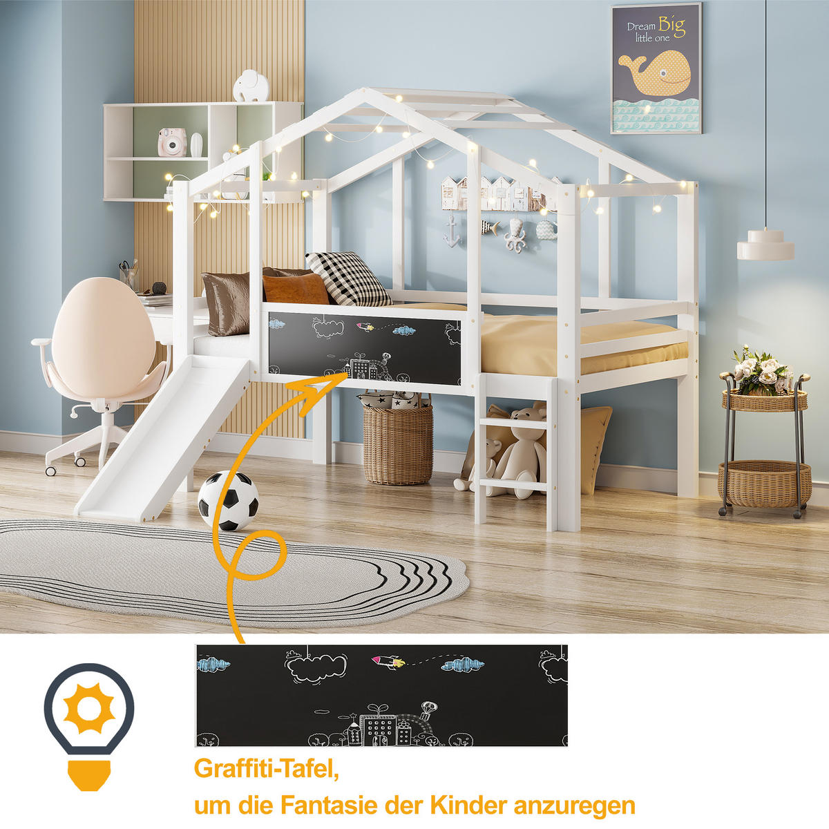 HOCHBETT 90x200 cm Rutsche weiß - Weiß, Holz (90/200cm) - LEBENLANG