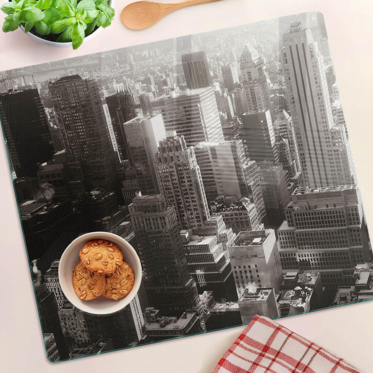 GLASPLATTE 60x52 cm New York - Schwarz, Glas (60/0.4/52cm) - TULUP