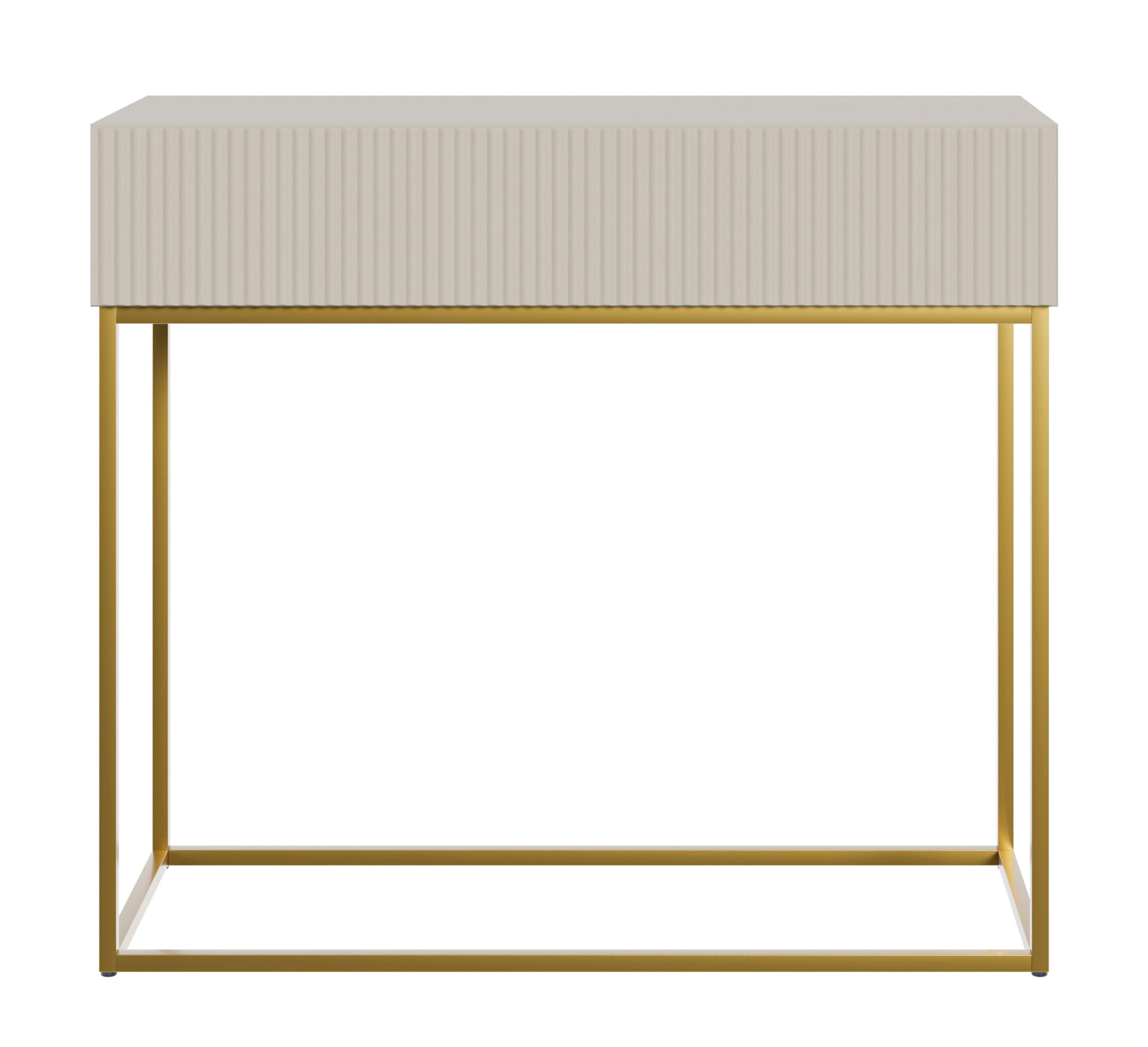 KONSOLENTISCH Veldio Graubeige mit goldenen Beinen 90 cm - Greige/Goldfarben, Holzwerkstoff/Metall (35.6/90/79cm) - Selsey