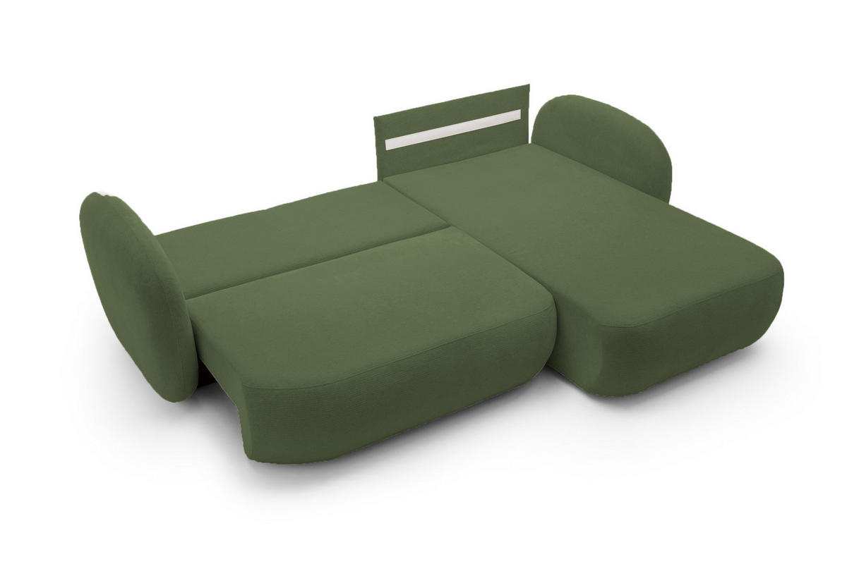 ECKSOFA OLIO L-Form Schlaffunktion mit Bettkasten, lose Rückenkissen, freistehend, RECHTS 248x174 cm Green - Grün, Holz/Textil (248/174cm) - DomoHome