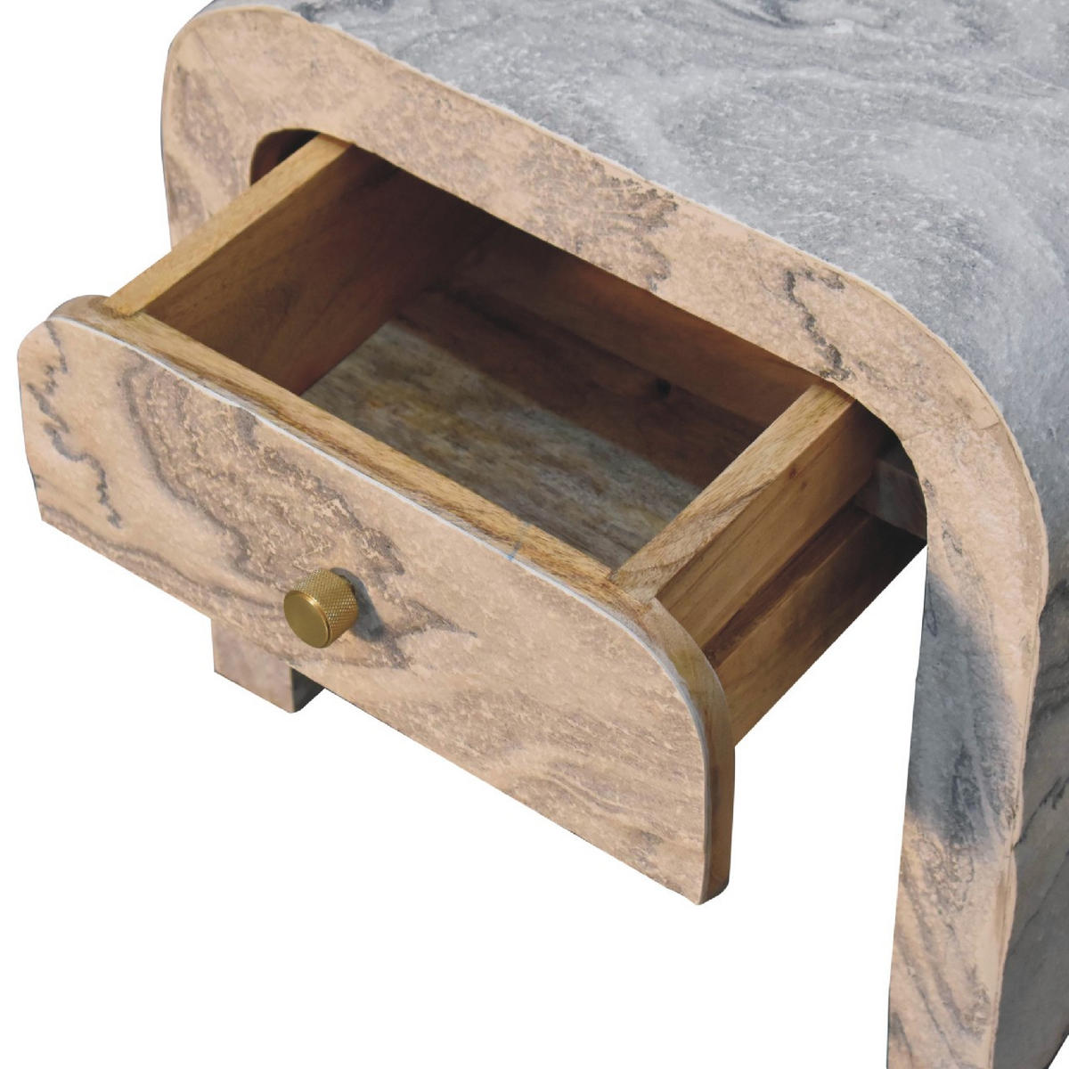 NACHTTISCH aus Massivholz - Messingfarben/Weiß, Holz/Metall (45/40/35cm) - Artisan Furniture