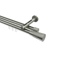 INNENLAUF-GARDINENSTANGEN-SET Siteno Tanara 240 cm (geteilt in 2 x 120 cm), 2-läufig, 20 mm Ø Edelstahl-Optik - Edelstahlfarben/Silberfarben, Metall (240cm) - INTERDECO