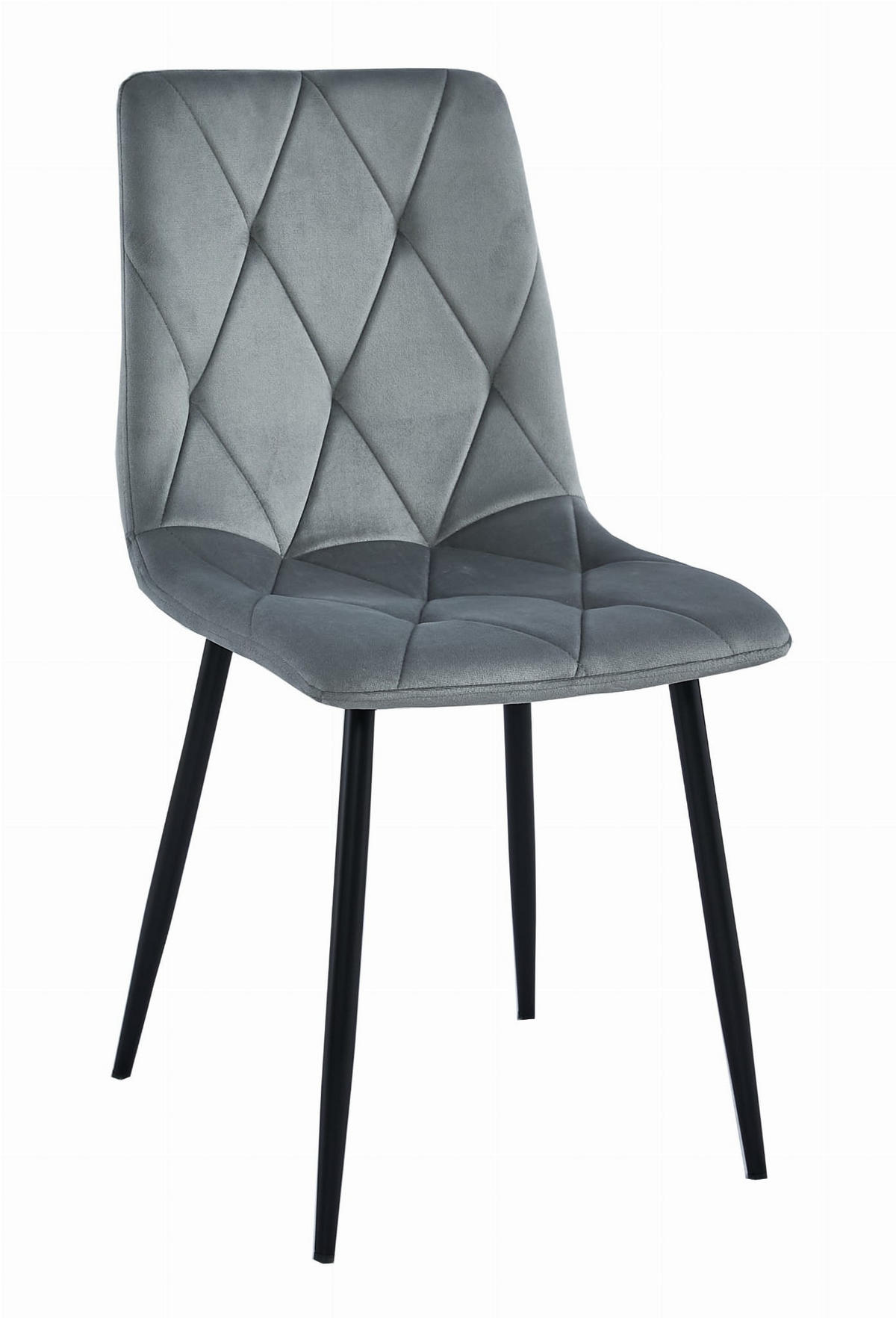 STUHL BOSA 1 Stück, Silbergrau, Schwarz Metallbeine - Grün, Textil/Metall (45/87/51cm) - Komodee