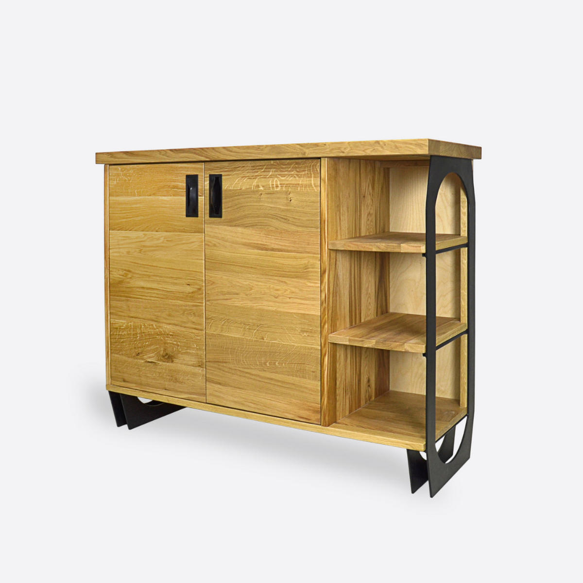 HOLZKOMMODE mit Regalen aus Massivholz für das Wohnzimmer WALT - Eichefarben, Holz (120/100/45cm) - Rawood Furniture