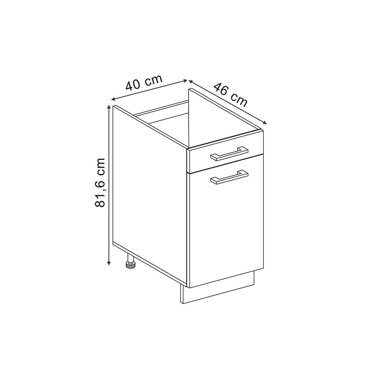 KÜCHENUNTERSCHRANK R-Line, Anthrazit Landhaus/Anthrazit, 40 cm ohne Arbeitsplatte - Anthrazit, Holzwerkstoff (40/81.6/46cm) - Vicco