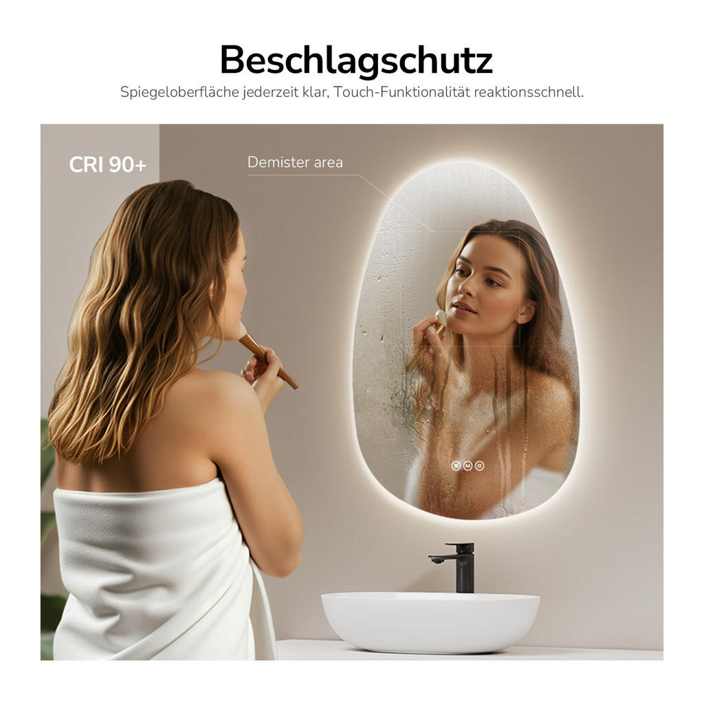 Thumbnail - Emke Badspiegel, Weiß, Glas, Oval, 45x2.9x65 cm, Badezimmer, Badezimmerspiegel, Badspiegel