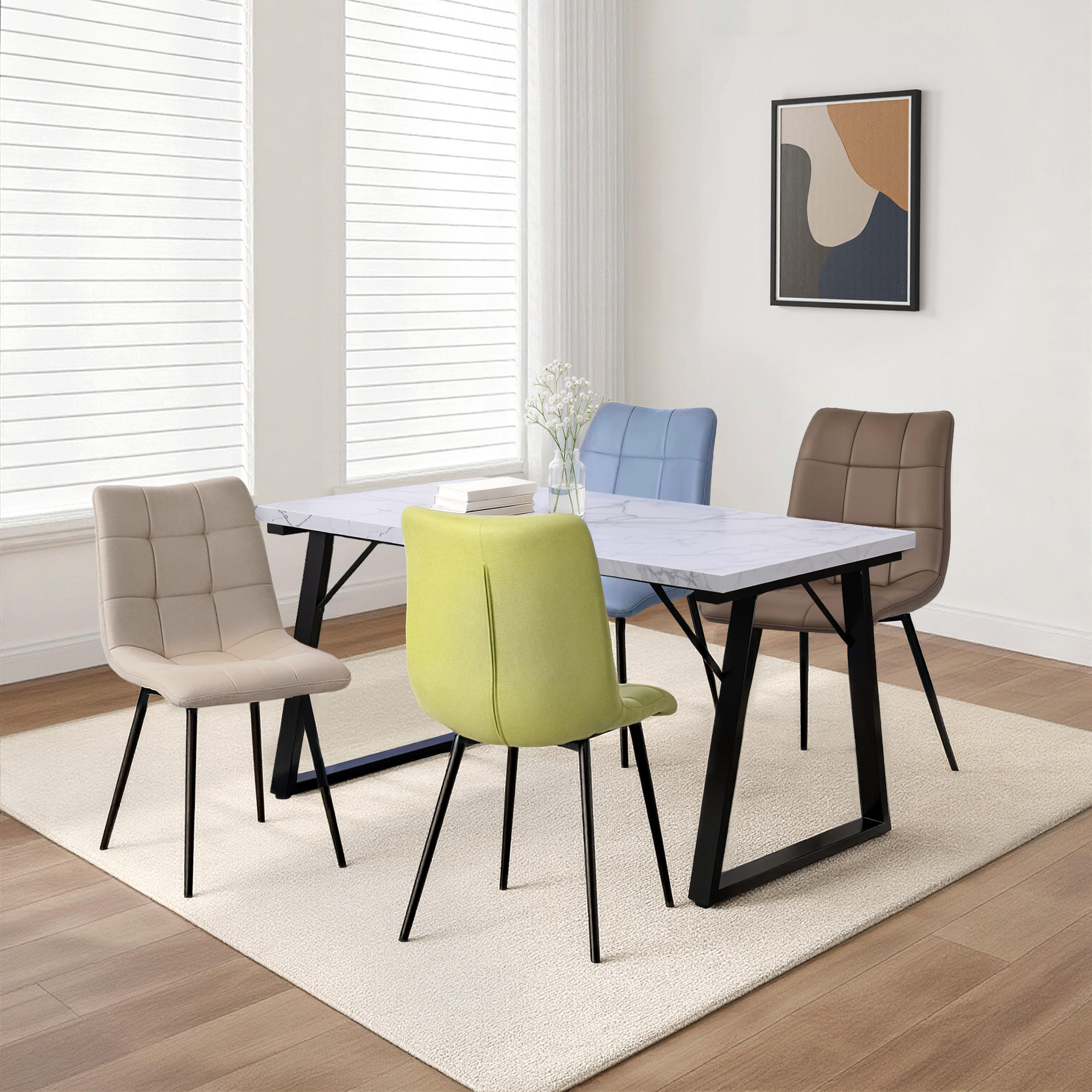 Thumbnail - Homavo Stuhl-Set, Beige, Textil, 48x89x61 cm, CE, Esszimmer, Stühle, Esszimmerstühle, Vierfußstühle