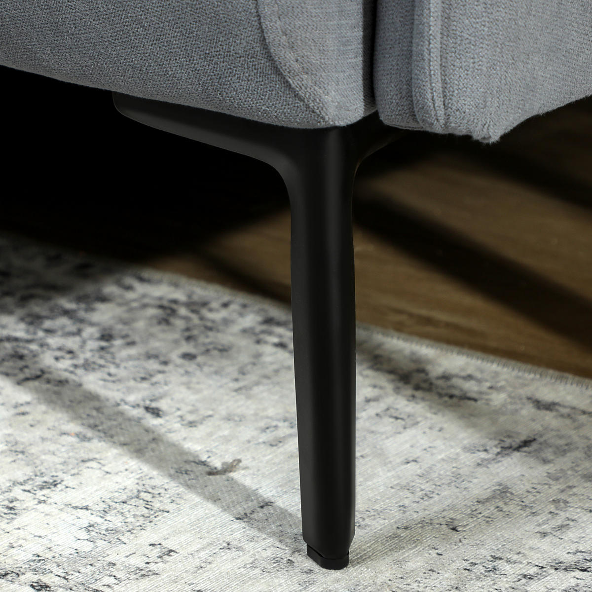 2-SITZER-SOFA DE-06503 dicke Kissen, samtiger Bezug Schwarz - Grau, Textil/Metall (127/84/72cm) - ComfortXL