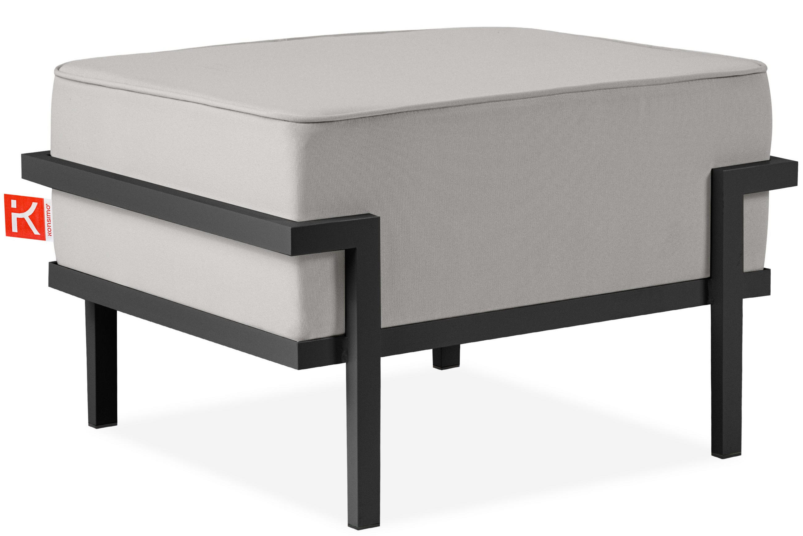 GARTENLOUNGE-HOCKER TRIGLO auf Metallfüßen, Modern, Dunkelgrau/Hellgrau - Dunkelgrau/Hellgrau, Textil/Metall (69/44/54cm) - KONSIMO®