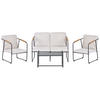 LOUNGE-SET 4-sitzer Stahl Helles Beige Vezzana - Hellbraun/Beige, Metall - Beliani