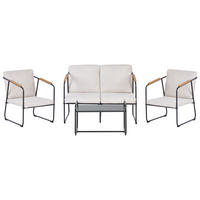 LOUNGE-SET 4-sitzer Stahl Helles Beige Vezzana - Hellbraun/Beige, Metall - Beliani