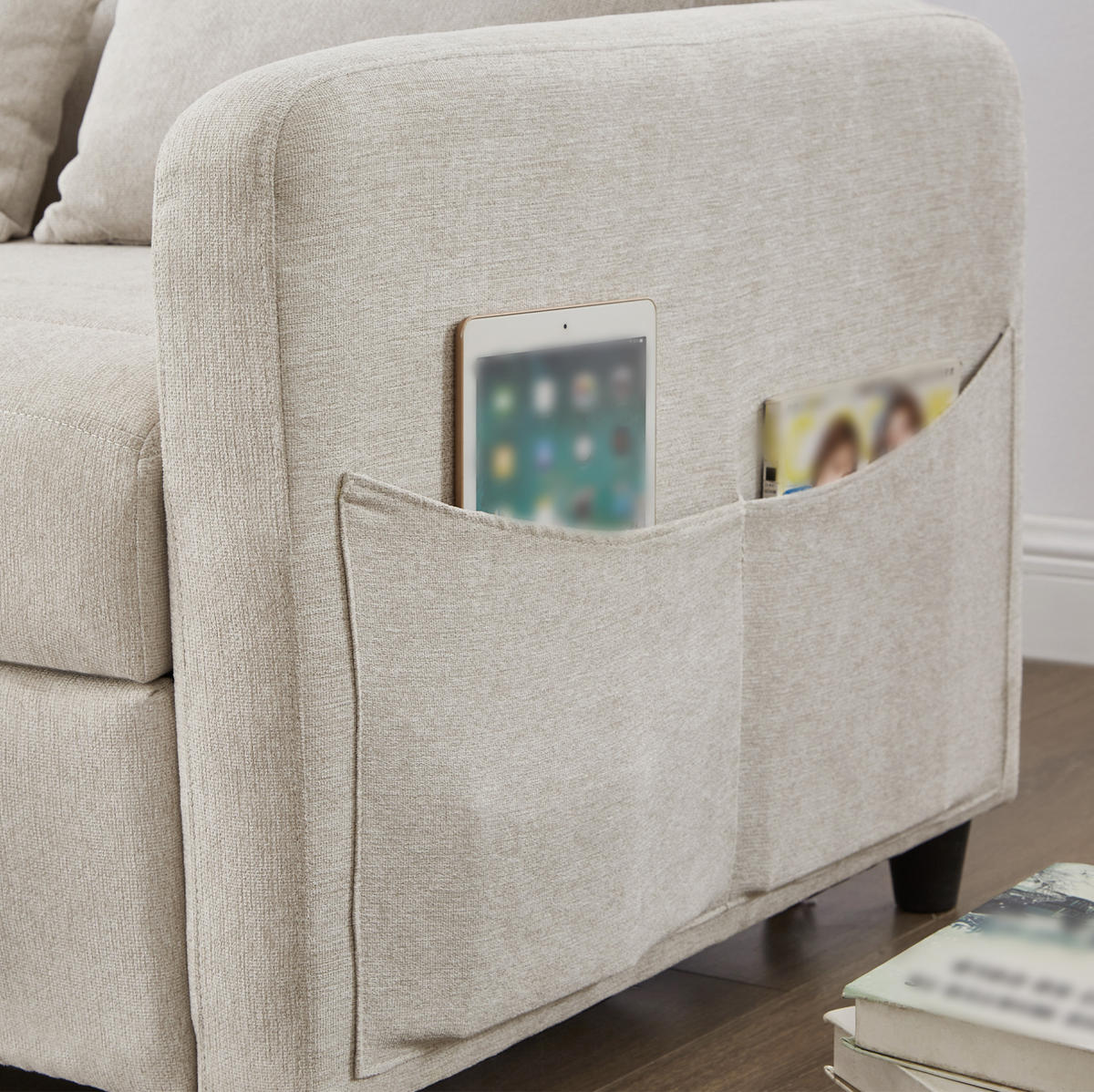 SOFABETT mit Schlaffunktion 166x95 cm Baumwoll-Leinen Beige - Beige, Metall (77/82.5/114cm) - Meubliv