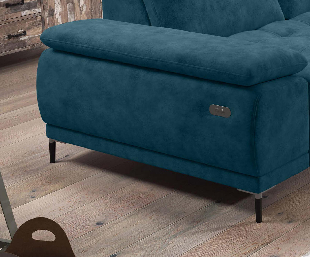 ECKSOFA FOCUS XL L-förmig Konfiguration freistehend RECHTS 352x204x98cm Blue - Blau, Holz/Textil (352/204cm) - DomoHome