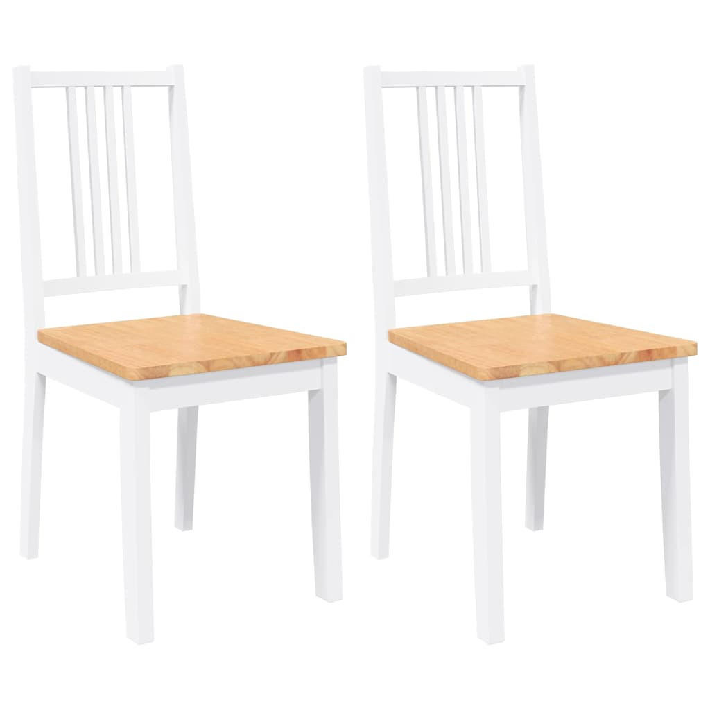 ESSZIMMERSTÜHLE 2 Stk. Weiß Massivholz Gummibaum 40*47.5*89cm - Weiß/Braun, Holz (40/89/47.5cm) - ZMH