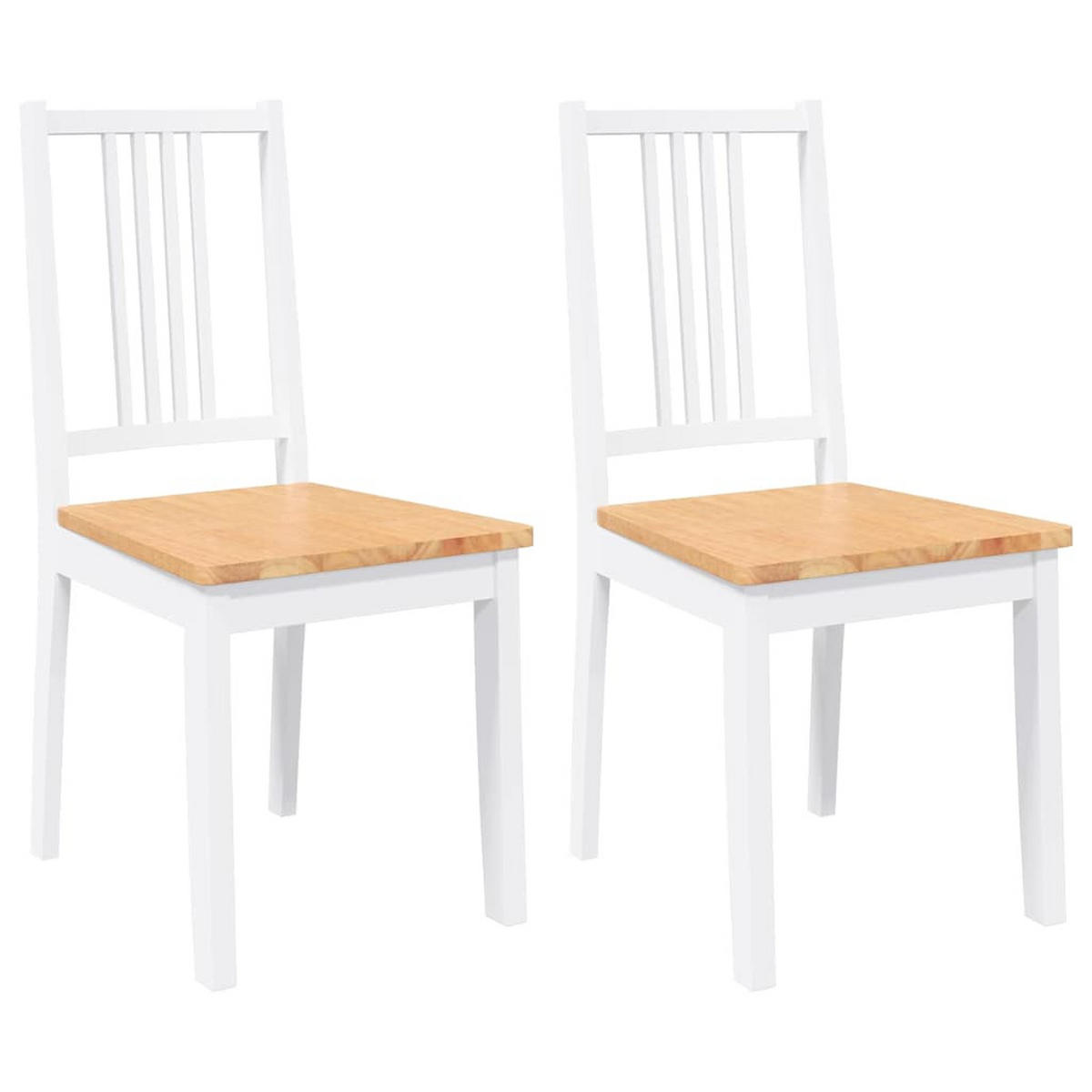 ESSZIMMERSTÜHLE 2 Stk. Weiß Massivholz Gummibaum 40*47.5*89cm - Weiß/Braun, Holz (40/89/47.5cm) - ZMH