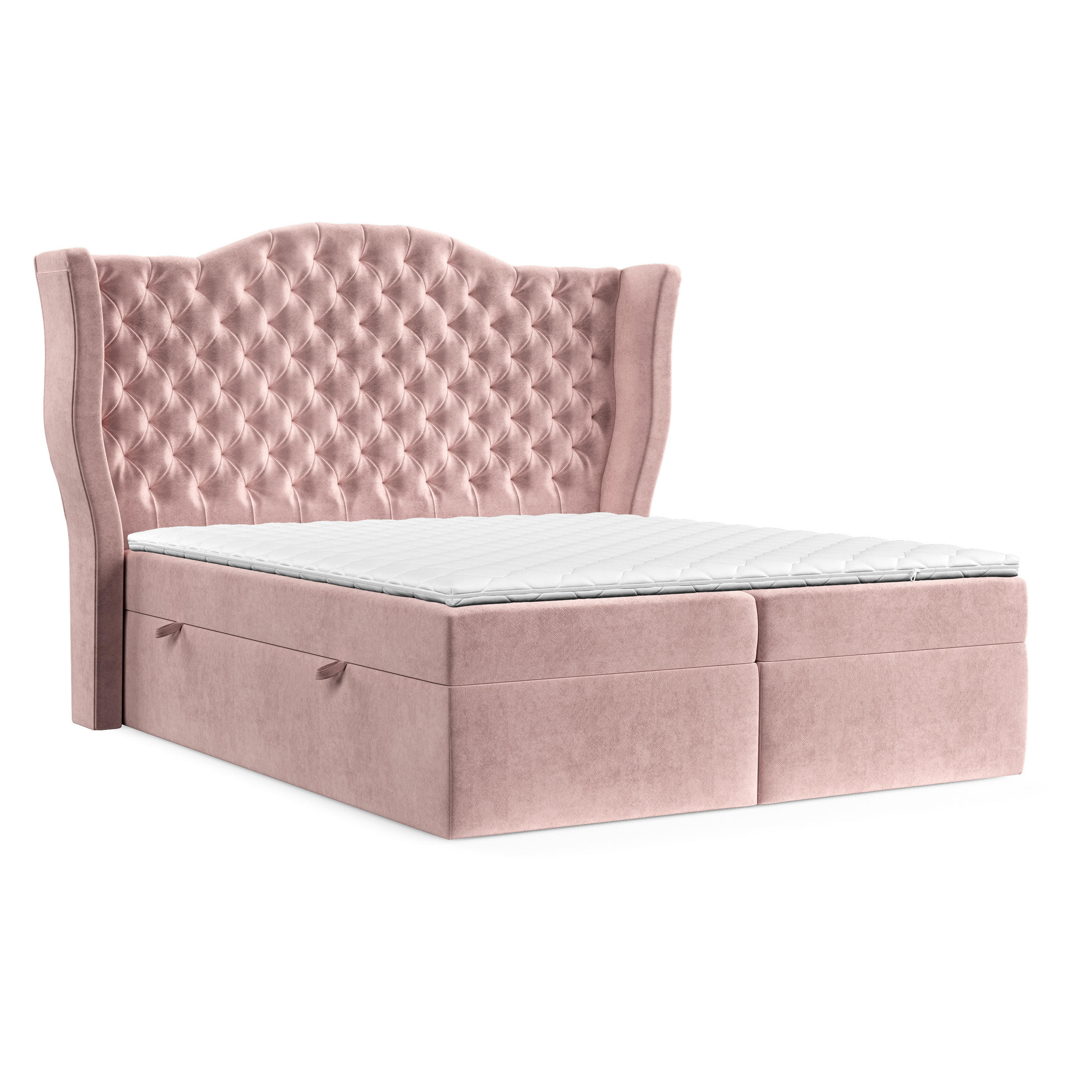 BOXBETT Royal Rosa 160/200 cm im Samtstoff - Pink/Schwarz, Holz/Holzwerkstoff (160/200cm) - Maison de Reve