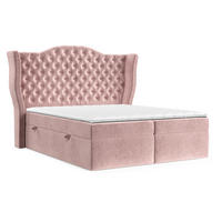 BOXBETT Royal Rosa 160/200 cm im Samtstoff - Pink/Schwarz, Holz/Holzwerkstoff (160/200cm) - Maison de Reve
