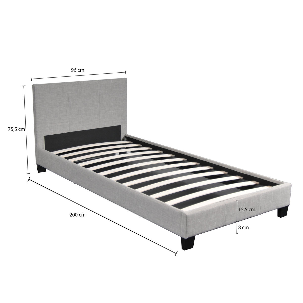 BETT DUBLIN mit Lattenrost / Bett 90x190 - Grau - Grau, Holzwerkstoff (90/190cm) - Weber Industries