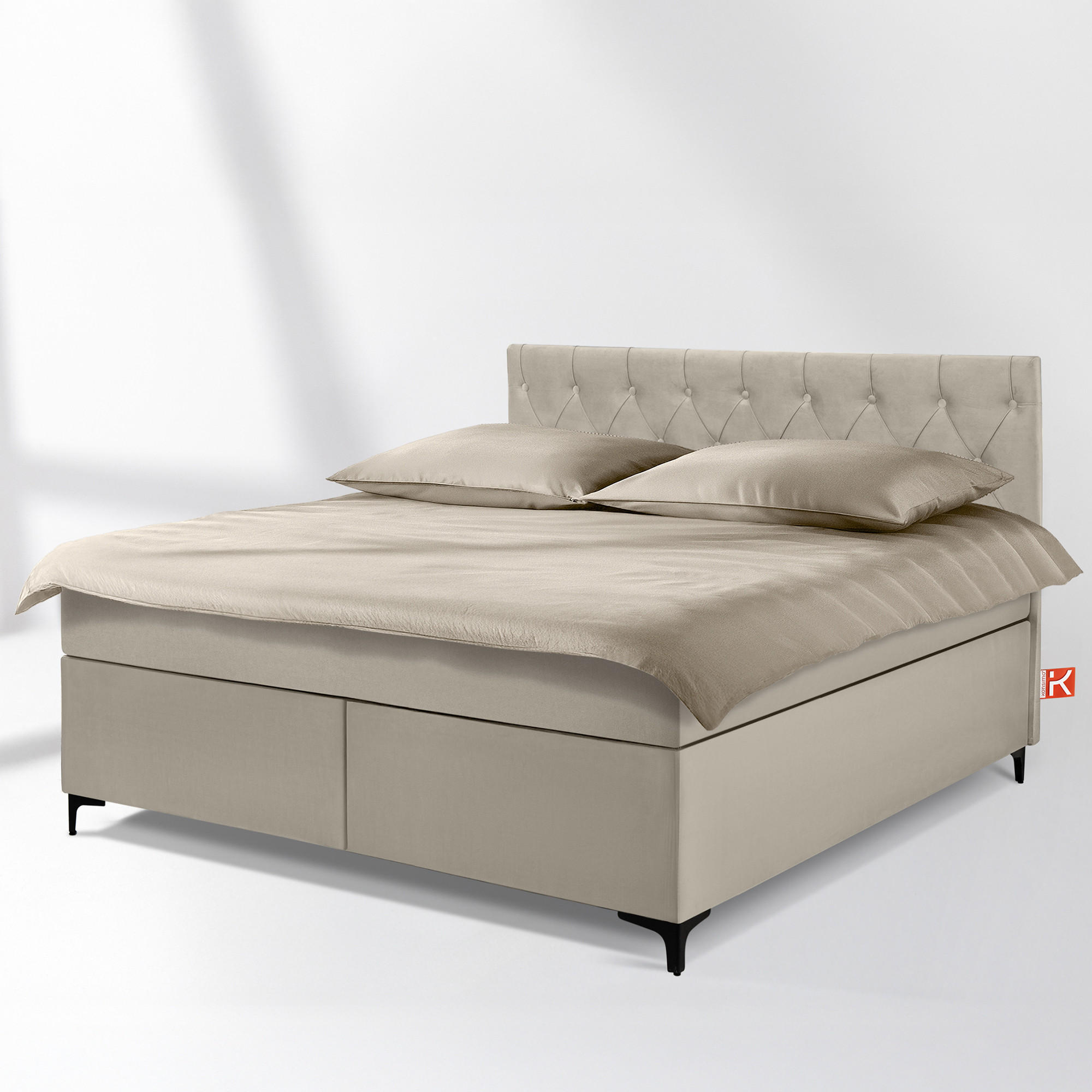 POLSTERBETT ARDEA, Creme - Creme/Schwarz, Holz/Holzwerkstoff (160/200cm) - KONSIMO®