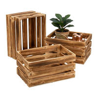 ZABOJ ožgan 3-delni-set - rjava, les (40/25/30cm) - Relaxdays