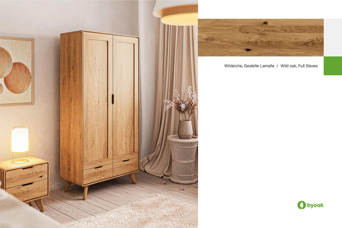 GREG KLEIDERSCHRANK Wildeiche - Wildeiche, Holz (90/180/45cm) - byoak