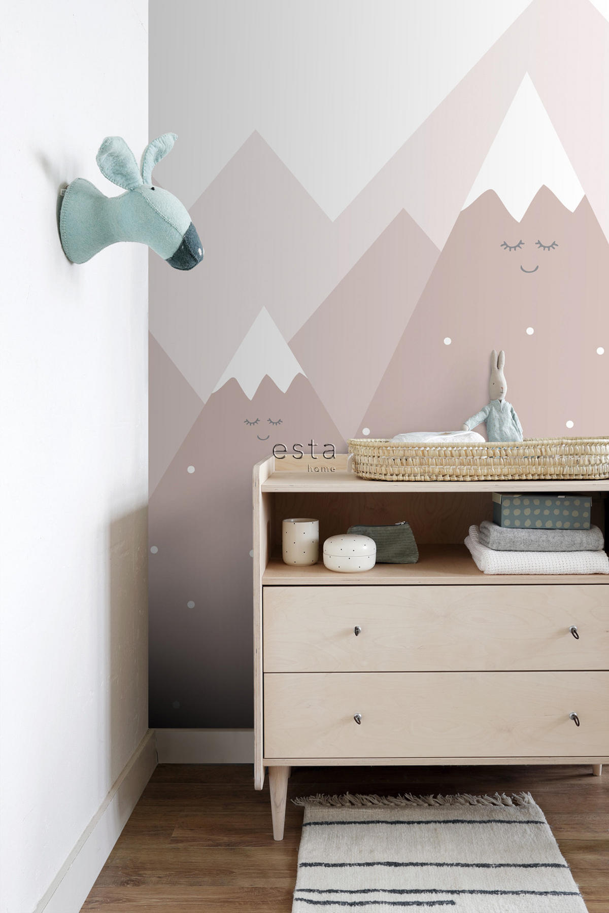 FOTOTAPETE Berge 200 x 279 cm - Pink, Papier (200/279cm) - ESTAhome