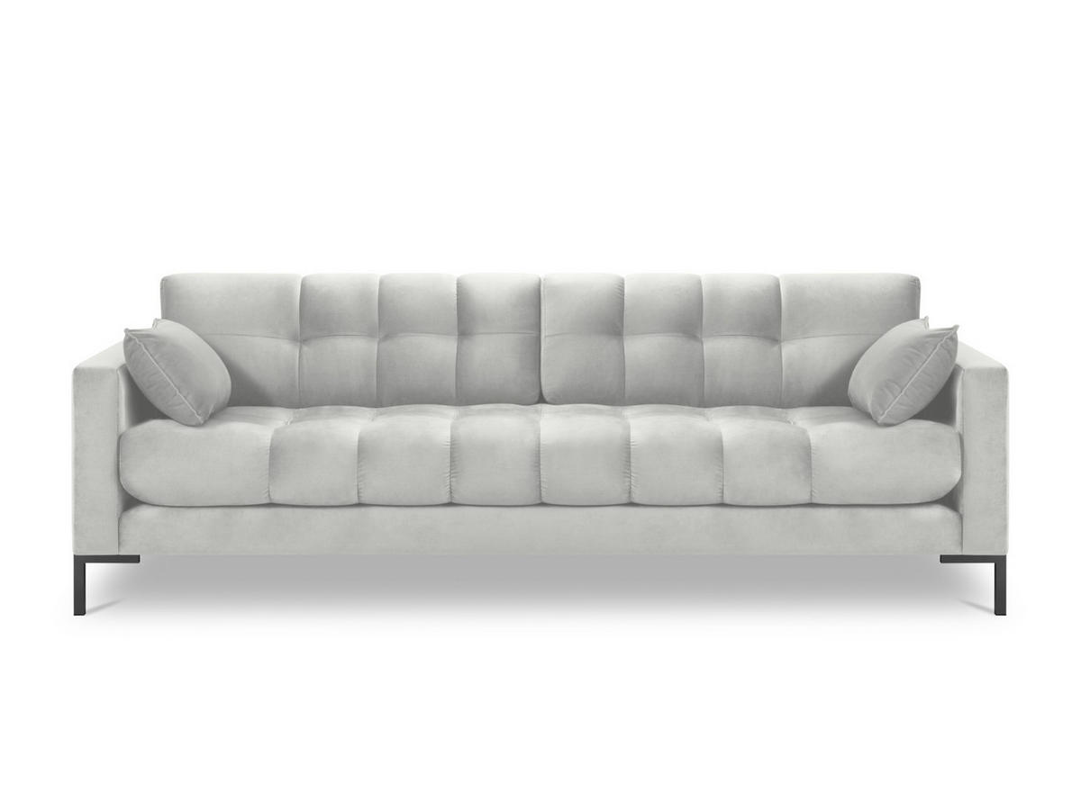 SOFA Mamaia aus Samt silber 4 Sitzplätze - Silberfarben, Textil (92/75/217cm) - Micadoni