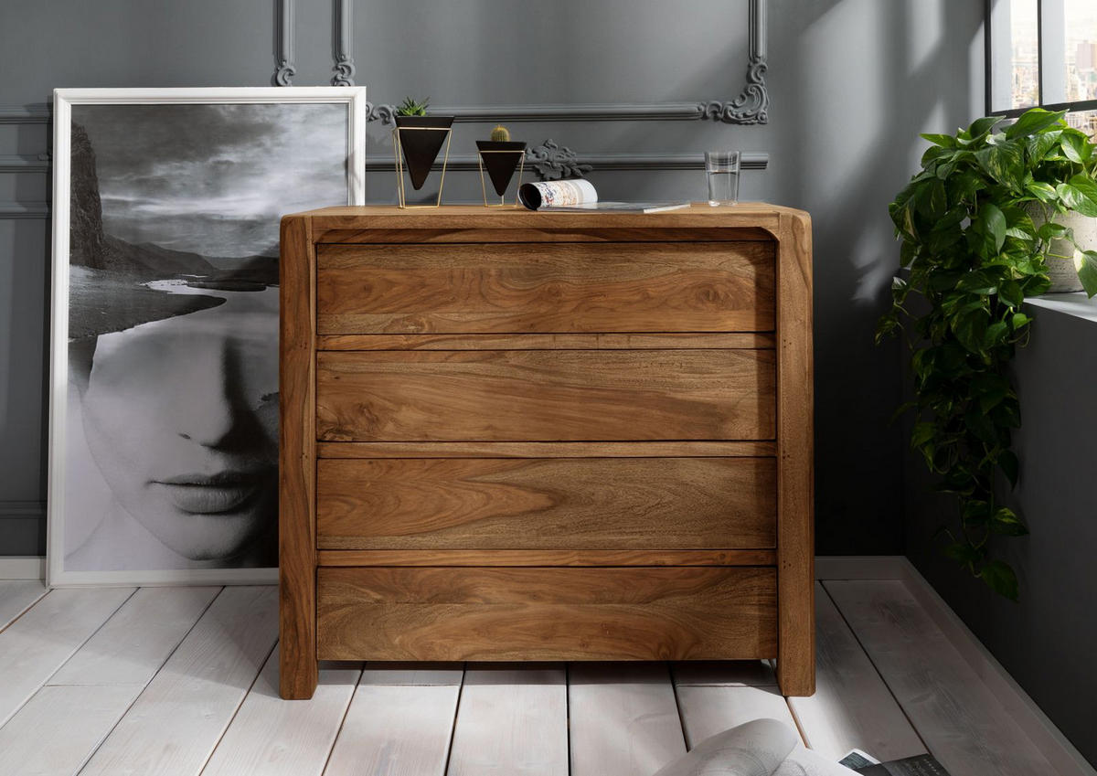 KOMMODE Sheesham 96x50x90 braun geölt BUENO #1004 - Braun, Holz (96/90/50cm) - Massivmoebel24