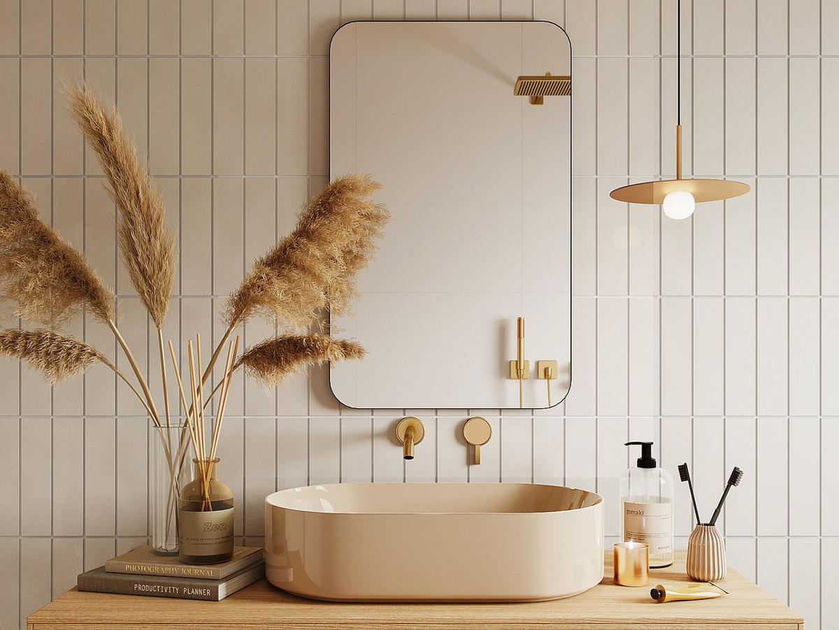 BADEZIMMERSPIEGEL rechteckig - 80 x 50 cm - Schwarzer Umriss - DEMETRIA - Schwarz, Glas (50/80/4cm) - Vente-Unique