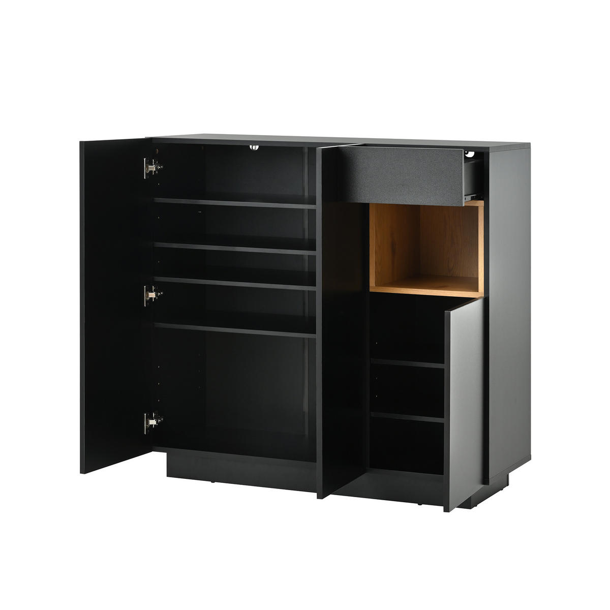 SCHUHSCHRANK 1 Schublade Schwarz Holz Verstellbare Böden - Schwarz, Holzwerkstoff (39.5/100.5/105cm) - FLIEKS