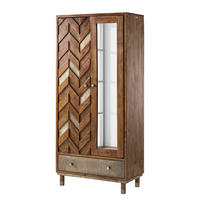 GARDEROBENSCHRANK - Akazie massiv / Metall - Braun/Akaziefarben, Holz (88/192/45cm) - home24