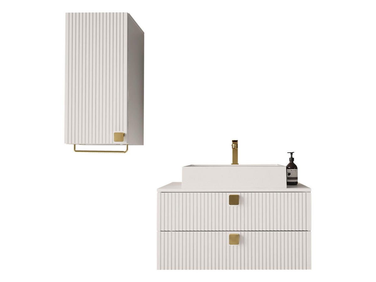 BADMÖBEL-SET Gariano IV - Goldfarben/Weiß, Holzwerkstoff/Kunststoff (80/42/46cm) - MIRJAN24