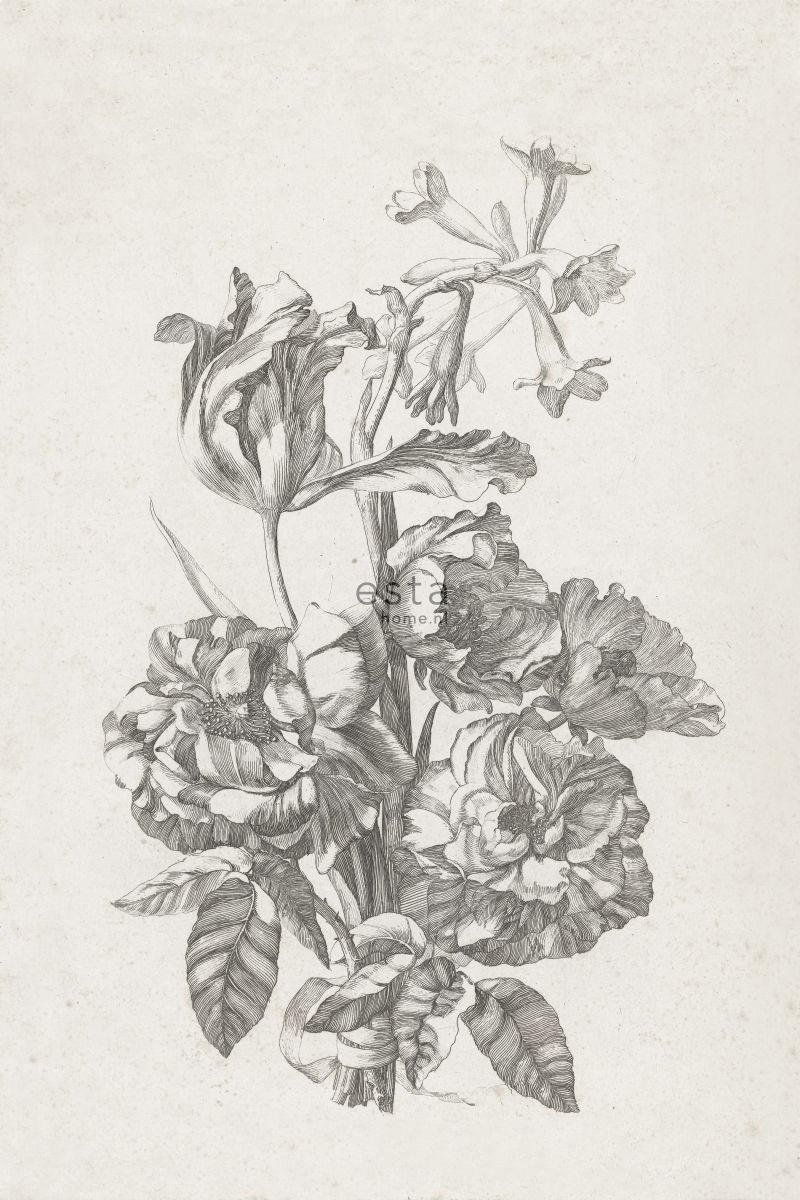 FOTOTAPETE Blumenstillleben 186 x 279 cm - Schwarz, Papier (186/279cm) - ESTAhome