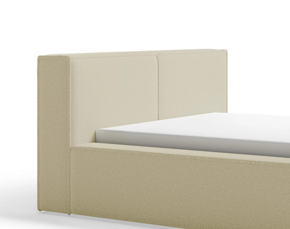 POLSTERBETT Lugano 140x200 cm mit Bettkasten und elegantem Kopfteil - Bouclé Beige - Beige, Holz (140/200cm) - Chilly