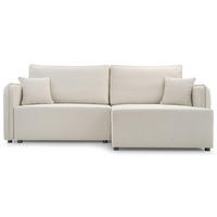 ECKSOFA Kassian, Creme Strukturstoff, rechtsseitig - Creme/Schwarz, Kunststoff/Textil (147/227cm) - Selsey