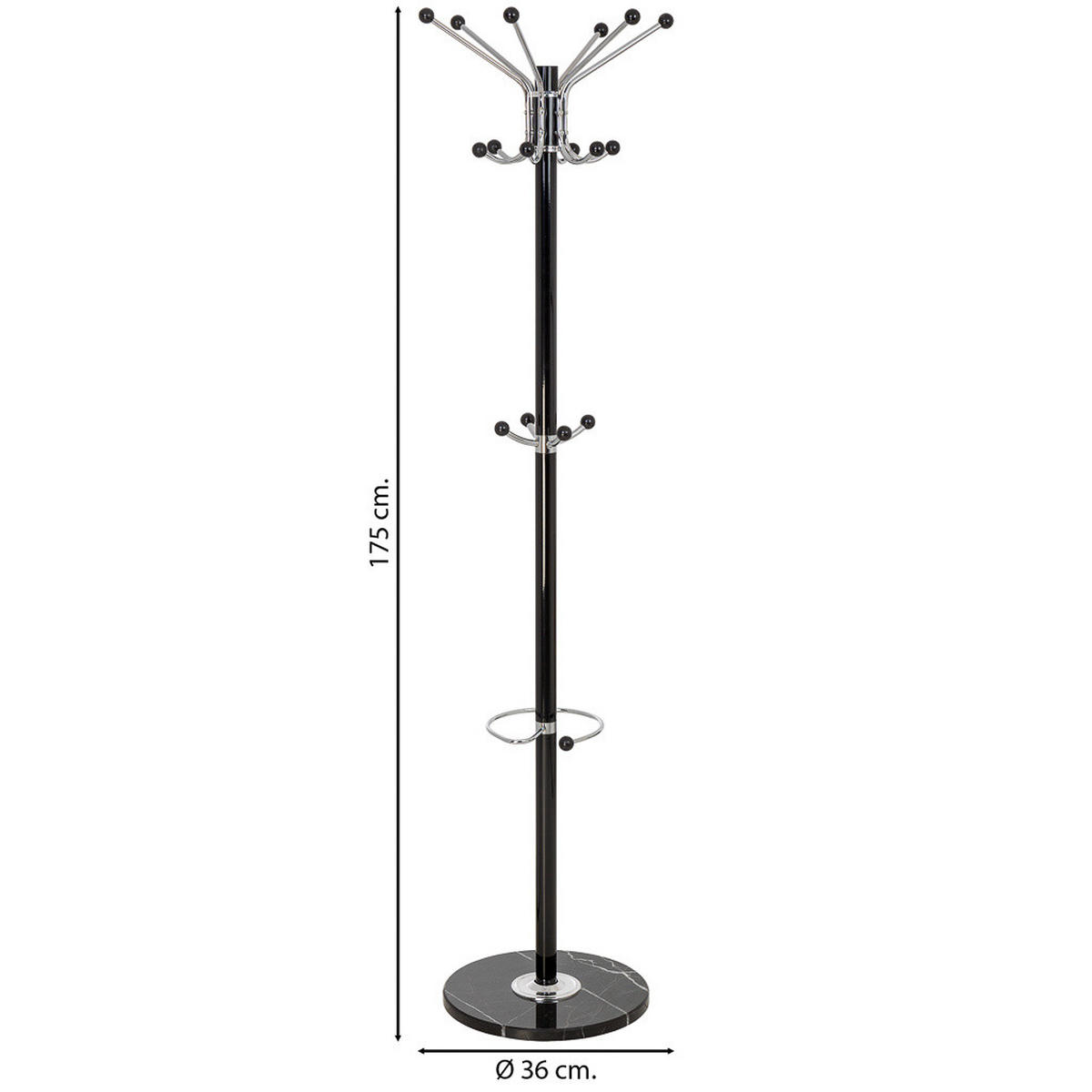 GARDEROBE aus metall 36x175cm - Schwarz, Metall (36/175/36cm) - Wanderlust