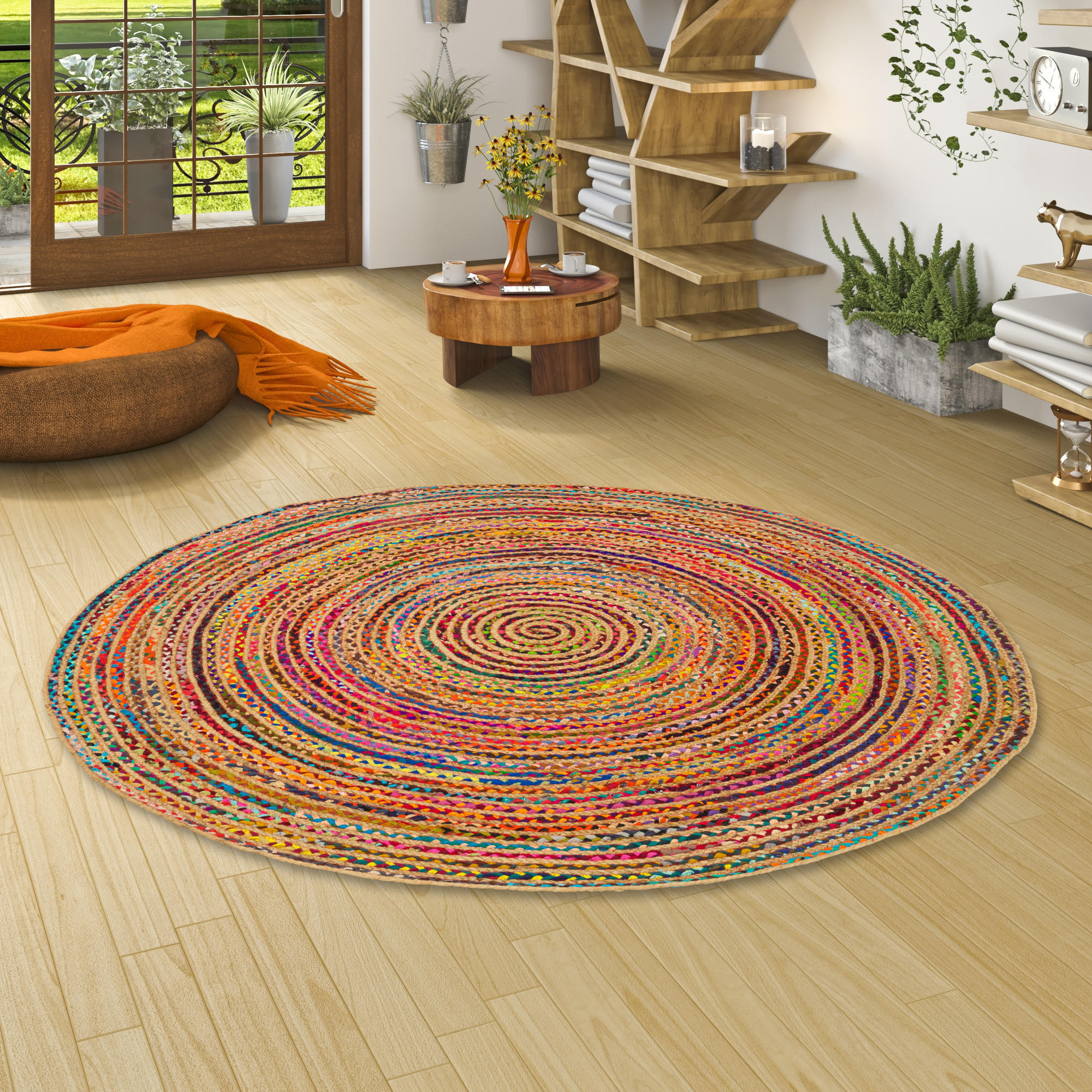 TEPPICH JUTE BAUMWOLLE SALSA - Multicolor, Textil (120/120cm) - Pergamon