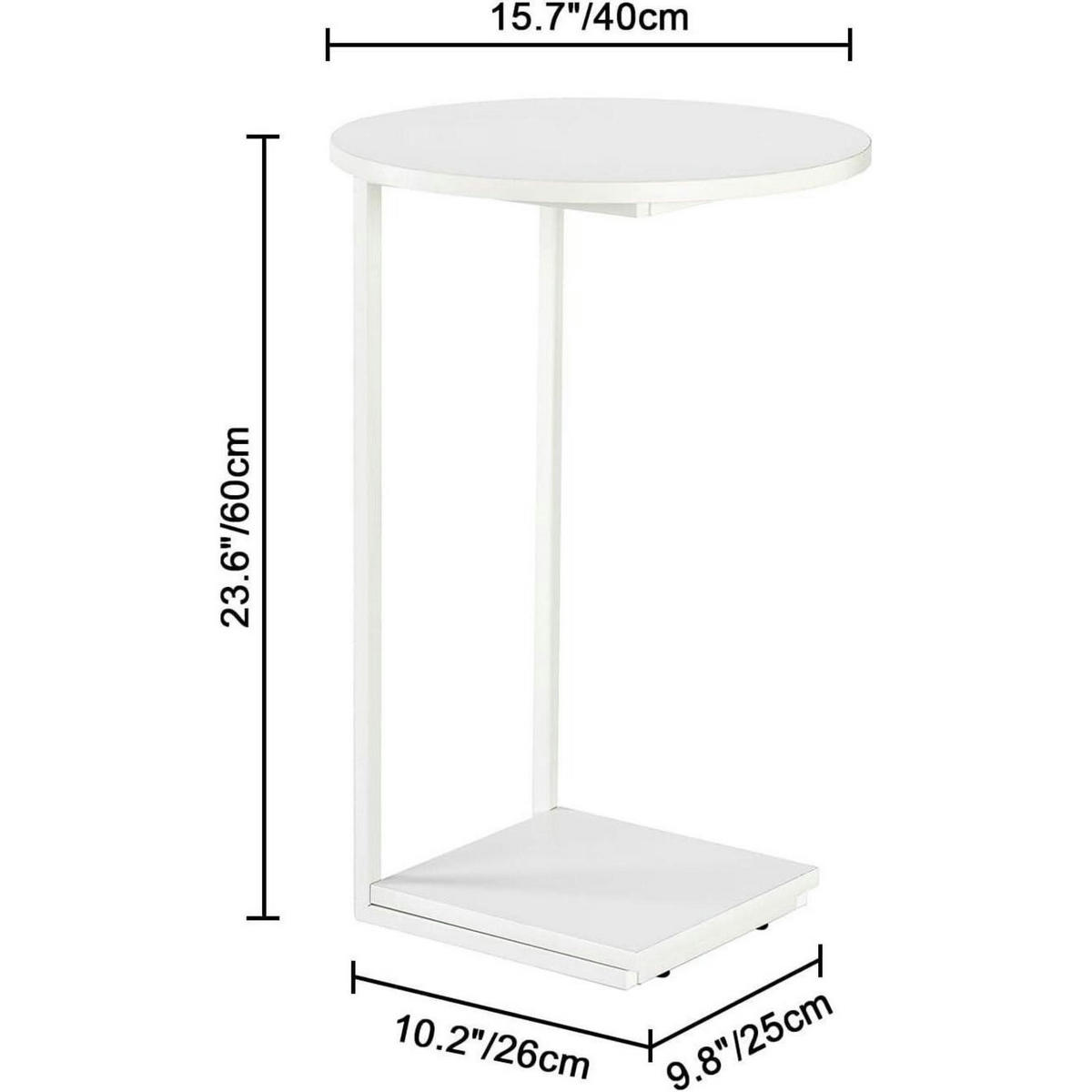 BEISTELLTISCH C-Form Weiß 40 x 40 x 60 cm - Weiß, Metall (40/40/60cm)