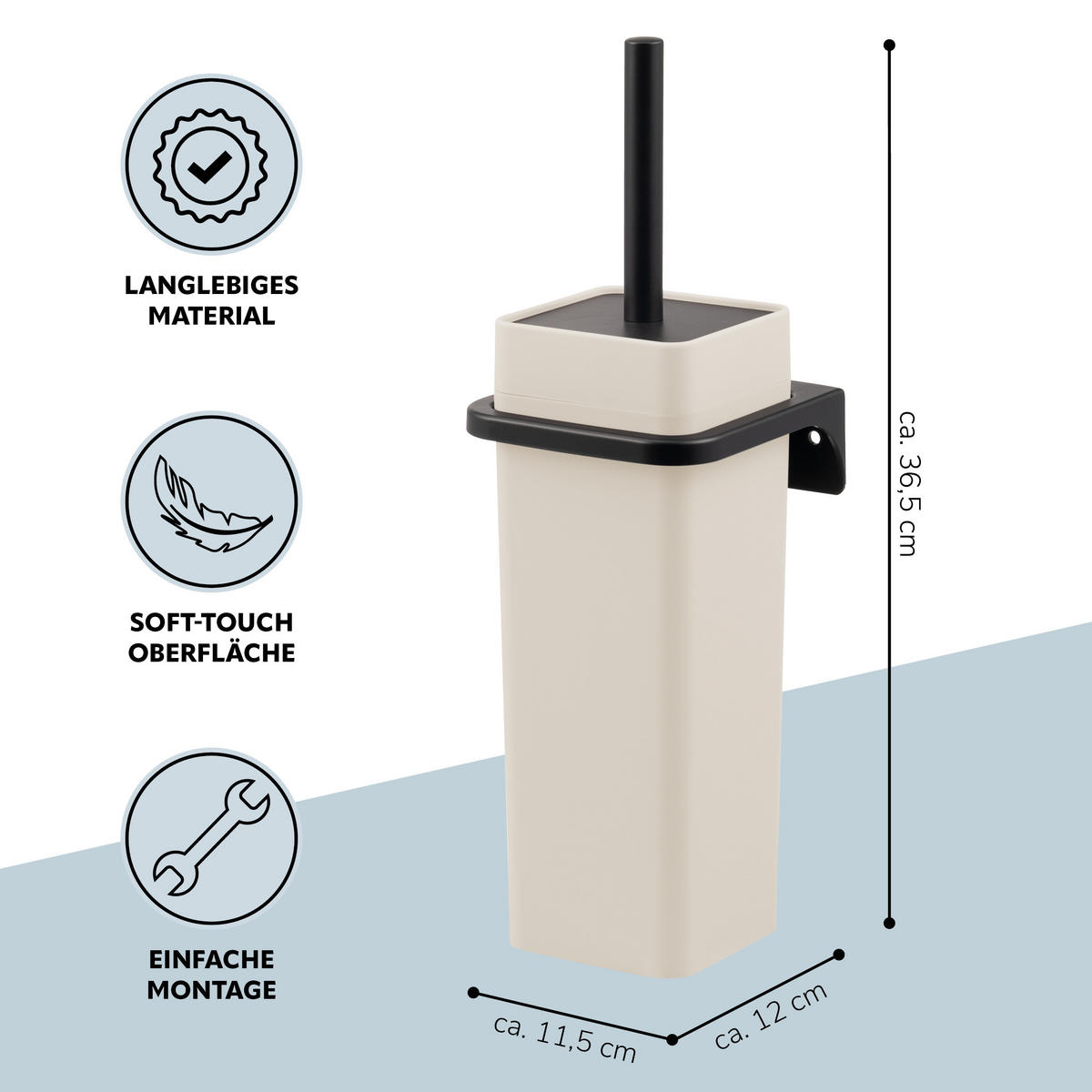 WC-GARNITUR SAVONA, beige, Kunststoff - Beige, Kunststoff (12/36.5/13cm) - bremermann