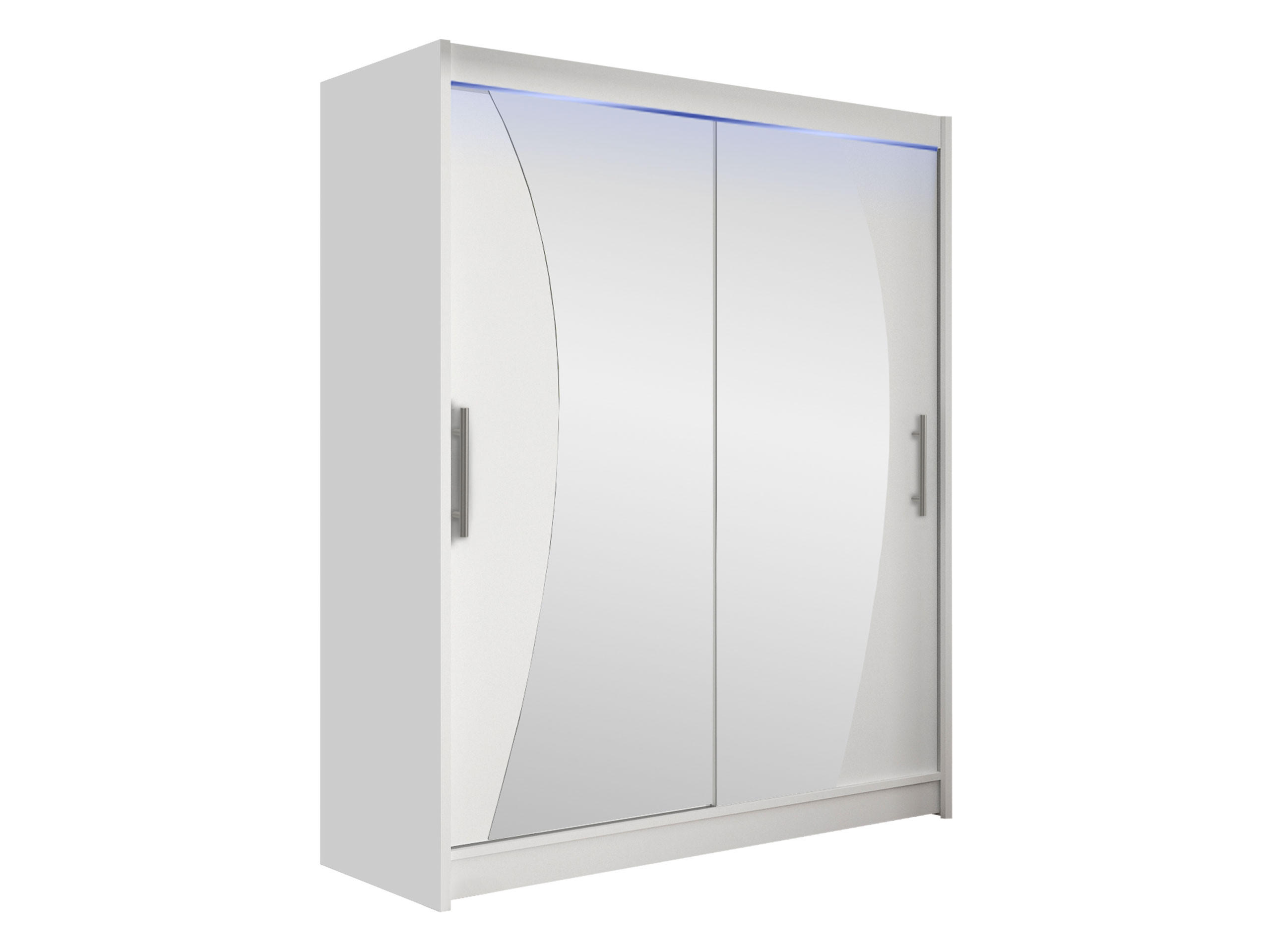 SCHWEBETÜRENSCHRANK Westa X, mit RGB LED Beleuchtung - Silberfarben/Weiß, Holzwerkstoff/Metall (150/200/58cm) - MIRJAN24